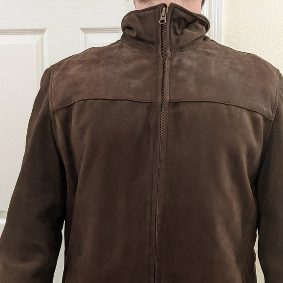 Men's medium size 38-40 brown genuine leather jacket - Picture 2 of 9